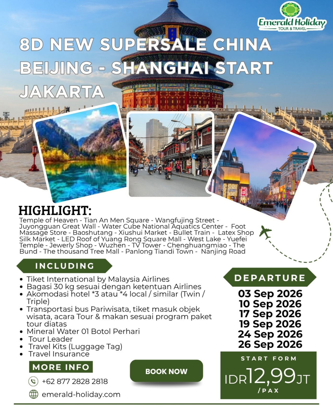 8D NEW SUPERSALE CHINA BEIJING - SHANGHAI START JAKARTA